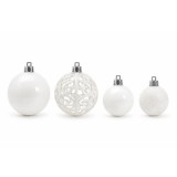 SET ORNAMENTE PLASTIC DE CRACIUN / ALB - 28P.