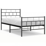 Cumpara ieftin Cadru pat metalic cu tablii de cap/picioare, negru, 107x203 cm