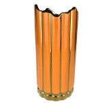 Cumpara ieftin Vaza Ceramica Decorativa Portocalie, 20cm Inaltime, Vintage, Model Floral, Vaza Podea