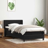 vidaXL Pat box spring cu saltea, negru, 90x210 cm, catifea 3318185