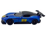 Macheta replica metal Aston Martin vulcan albastru cu sunete si lumini deschide usi si capota 1:22