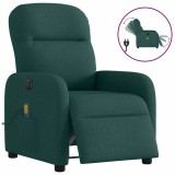vidaXL Fotoliu electric de masaj rabatabil, verde &icirc;nchis, textil