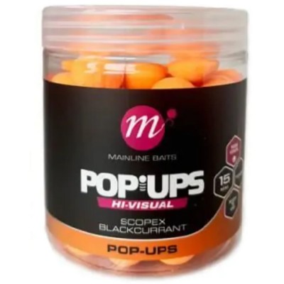 Pop Up MAINLINE Hi-Visual Baits, Fluo Orange, Scopex &amp;amp; Blackcurrant, 15mm, 250ml foto