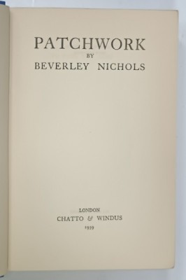 PATCHWORK by BEVERLEY NICHOLS , 1939 foto