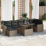 vidaXL Set canapele de grădină cu perne, 8 piese, gri, poliratan 3326361