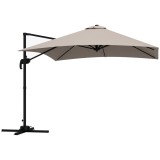 Outsunny Umbrelă de Soare cu 8 Lamele cu Pedală și Manivelă, Umbrelă de Soare din Aluminiu și Poliester, 295x295x266 cm, Kaki | Aosom Romania