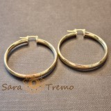 Cercei Raza de Soare , rotunzi, model lat, 4 cm, placati aur 18K, Brazilia