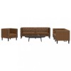 VidaXL Set canapele Chesterfield cu 3 locuri, maro piele &icirc;ntoarsă eco.
