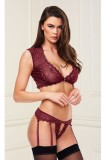 Set sexy ce contine top din dantela fina si chilot cu decupaj SEXY LACE BRA &amp;