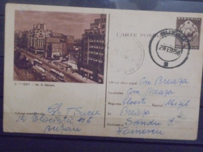 R.P.R. - CARTE POSTALA - BUCURESTI - BD. N. BALCESCU - 1956 - CIRCULATA CU TIMBRU SEC - foto
