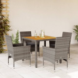 Gossi set mobilier gradina cu perne 5 piese gri poliratan/lemn acacia