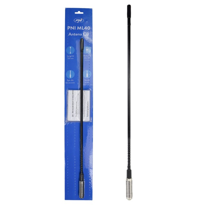 Aproape nou: Antena CB PNI ML40, lungime 57 cm, cu adaptor filetat tata-tata M6 la