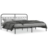 Cumpara ieftin Cadru de pat metalic cu tablie, negru, 200x200 cm