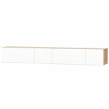 Cumpara ieftin Comode TV, 2 buc, PAL, 120x40x34 cm, alb lucios si stejar