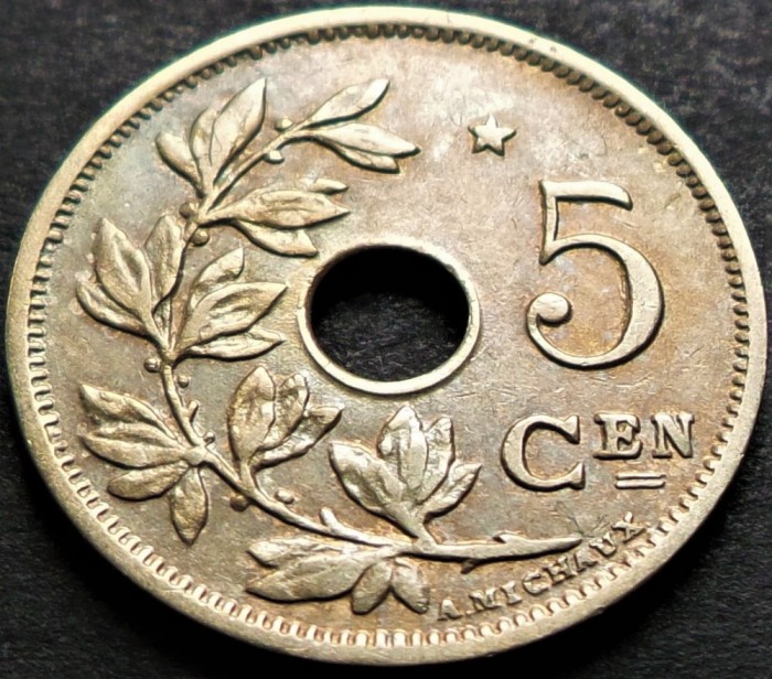 Moneda istorica 5 CENTIMES - BELGIA, anul 1931 *cod 3573 = STEA - BELGIE!