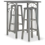 Set mobilier de bar, 3 piese, antracit, lemn si otel GartenMobel Dekor, vidaXL