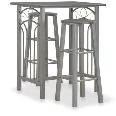 vidaXL Set mobilier de bar, 3 piese, antracit, lemn și oțel foto