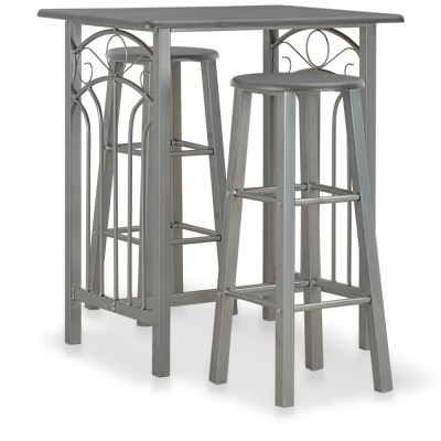 Gossi set mobilier de bar, 3 piese, antracit, lemn si otel foto