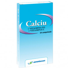 Calciu + Vitamina D3 + Vitamina C 24 capsule Amniocen