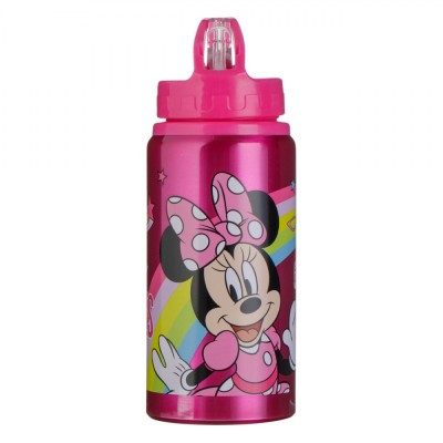 Sticlă Apă Disney Minnie, Flip Top, Aluminiu, Culoare Fucsia, Capacitate 0,5L foto