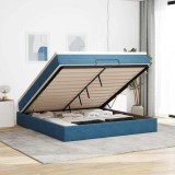 VidaXL Cadru de pat otoman cu saltea Albastru &icirc;nchis 160x200cm catifea