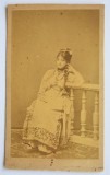 CDV Atelier Romania 1860-1870 Femeie in rochie / port popular