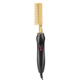 Pieptan Electric Indreptat Parul M633, 80W, Profesional, Temperatura Ajustabila 80-210&deg;C, Negru/Auriu