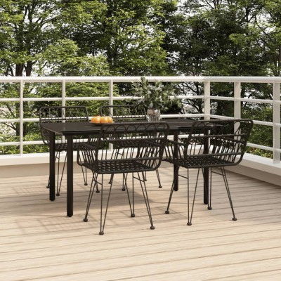 vidaXL Set mobilier de grădină, 5 piese, negru, poliratan foto