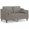Canapea cu 2 locuri cu pernute, gri taupe, 120 cm, textil