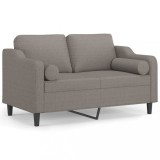 Canapea cu 2 locuri cu pernute, gri taupe, 120 cm, textil