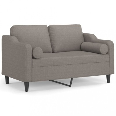 Canapea cu 2 locuri cu pernute, gri taupe, 120 cm, textil foto