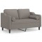 Canapea cu 2 locuri cu pernute, gri taupe, 120 cm, textil