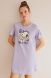 Women&#039;secret cămașă de noapte din bumbac Snoopy culoarea violet, bumbac