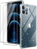 Set husa de protectie si 2 folii de sticla pentru iPhone 12 Pro YIRSUR, transparent, 6,1 inchi