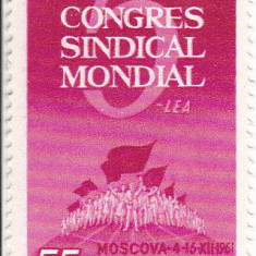 ROMANIA 1961 LP 533 AL V-LEA CONGRES SINDICAL MONDIAL SERIE MNH