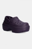 Crocs papuci Stomp Clog femei, culoarea violet, cu platforma, 209347