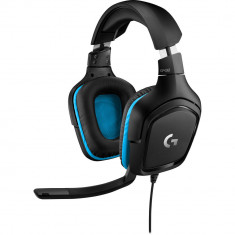 Casti gaming cu microfon Logitech G432, 7.1 Surround, Negru/Albastru