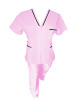 Costum Medical Pe Stil, Roz deschis cu fermoar si cu garnitura Neagra, Model Adelina - XL, S
