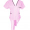 Costum Medical Pe Stil, Roz deschis cu fermoar si cu garnitura Neagra, Model Adelina - XS, XS