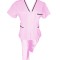 Costum Medical Pe Stil, Roz deschis cu fermoar si cu garnitura Neagra, Model Adelina - 4XL, XS