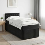 Cumpara ieftin Pat boxspring cu saltea cu headboard Negru 80 x 200 cm Catifea
