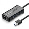 Hub USB UGREEN 20265, 3 x USB-A 3.0 - 1 x RJ45, Negru