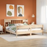 Cumpara ieftin Pat cu bibliotecă fără saltea, 180x200 cm, lemn masiv de pin