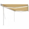 Copertină retractabilă manual cu LED, galben și alb, 5x3,5 m