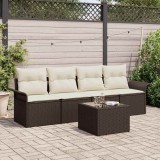 Cumpara ieftin Set de canapele pentru grădină 5 pcs Maro Rattan poli