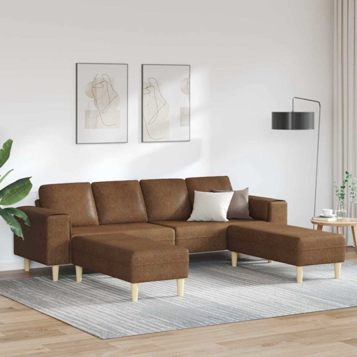 Set de canapea 3 pcs Maro Piele ecologică de suede
