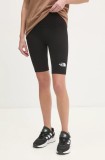 The North Face pantaloni scurti Simple Dome femei, culoarea negru, neted, high waist, NF0A8C2HJK31