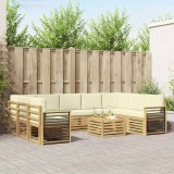 vidaXL Seturi de canapele cu pernă 10 pcs Alb și crem Poliester 3392555