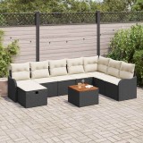 Cumpara ieftin Set de canapele pentru grădină cu pernă 9 pcs Negru Rattan poli