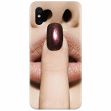 Husa silicon pentru Xiaomi Mi 8 Pro, Finger Purple Nailpolish Girl Lips